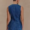 Abel Denim overhemdtop – Donkerblauw