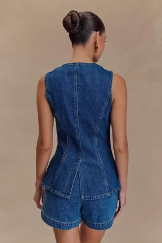 Abel Denim overhemdtop – Donkerblauw