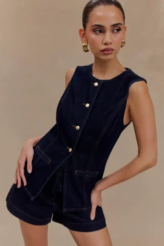 Abel Denim Top – Indigo blauw