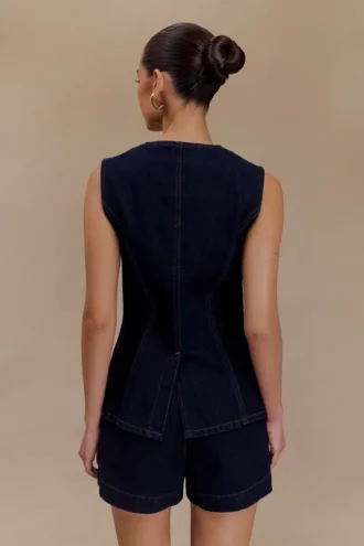 Abel Denim Top – Indigo blauw