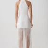 Abigail maxi-jurk met V-hals en franjes – Wit Abigail maxi-jurk met V-hals en franjes – Wit