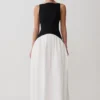 Acacia contrasterende mouwloze maxi-jurk – Zwart/Wit Acacia contrasterende mouwloze maxi-jurk – Zwart/Wit
