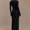 Acadia Diamante maxi-jurk met lange mouwen – Zwart Acadia Diamante maxi-jurk met lange mouwen – Zwart