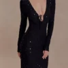 Acadia Diamante maxi-jurk met lange mouwen – Zwart Acadia Diamante maxi-jurk met lange mouwen – Zwart