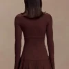Adena Pointelle gebreide mini-jurk – Chocolade Adena Pointelle gebreide mini-jurk – Chocolade