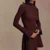 Adena Pointelle gebreide mini-jurk – Chocolade Adena Pointelle gebreide mini-jurk – Chocolade