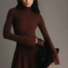 Adena Pointelle gebreide mini-jurk – Chocolade Adena Pointelle gebreide mini-jurk – Chocolade
