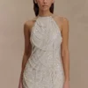 Adora Pearl halter mini-jurk – Wit Adora Pearl halter mini-jurk – Wit