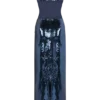 Adoria maxi-jurk met pailletten en uitsnijdingen – marineblauw Adoria maxi-jurk met pailletten en uitsnijdingen – marineblauw