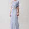 Adrienne Lurex-top met één schouder – Pastelblauw Adrienne Lurex-top met één schouder – Pastelblauw