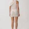 Adrienne mini-jurk met mesh en één schouder – stippen Adrienne mini-jurk met mesh en één schouder – stippen