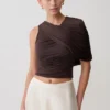 Adrienne slinky top met één schouder – Chocoladebruin Adrienne slinky top met één schouder – Chocoladebruin
