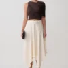 Adrienne slinky top met één schouder – Chocoladebruin Adrienne slinky top met één schouder – Chocoladebruin
