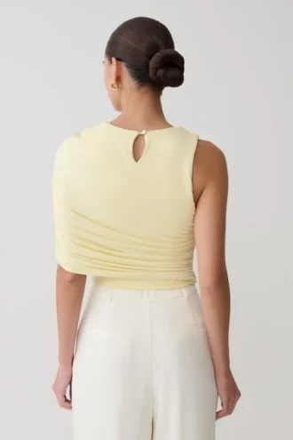 Adrienne slinky top met één schouder – Lemon
