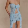 Aeline strapless top van gehaakt breiwerk – Hemelsblauw Aeline strapless top van gehaakt breiwerk – Hemelsblauw