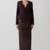 Agatha blazer met vierkante hals – Pruim met krijtstreep Agatha blazer met vierkante hals – Pruim met krijtstreep