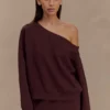 Aiden slouchy trui met ronde hals – Chocolade Aiden slouchy trui met ronde hals – Chocolade