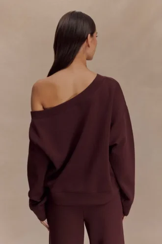 Aiden slouchy trui met ronde hals – Chocolade