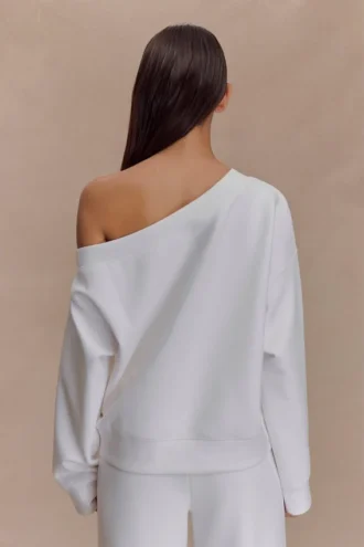 Aiden slouchy trui met ronde hals – ivoor
