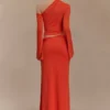 Ainsley asymmetrische maxi-rok met bloemendetails – gebrand oranje Ainsley asymmetrische maxi-rok met bloemendetails – gebrand oranje
