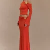 Ainsley asymmetrische maxi-rok met bloemendetails – gebrand oranje Ainsley asymmetrische maxi-rok met bloemendetails – gebrand oranje
