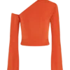 Ainsley asymmetrische top met lange mouwen en bloemenversiering – gebrand oranje Ainsley asymmetrische top met lange mouwen en bloemenversiering – gebrand oranje