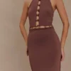 Albion Slinky maxi-jurk met kralen – Chocolade