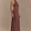 Albion Slinky maxi-jurk met kralen – Chocolade