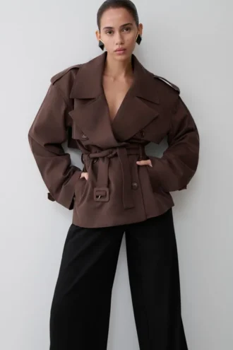 Alden kort trenchcoat – Chocoladebruin