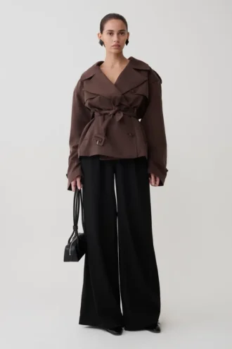 Alden kort trenchcoat – Chocoladebruin