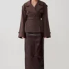 Alden kort trenchcoat – Chocoladebruin Alden kort trenchcoat – Chocoladebruin