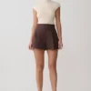 Alden Shorts met hoge taille – Chocoladebruin Alden Shorts met hoge taille – Chocoladebruin