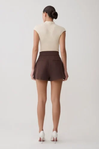 Alden Shorts met hoge taille – Chocoladebruin