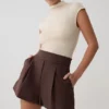 Alden Shorts met hoge taille – Chocoladebruin Alden Shorts met hoge taille – Chocoladebruin
