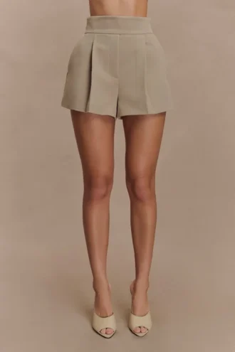Alden Shorts met hoge taille – Pebble