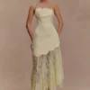 Aleena satijnen en kanten maxi-jurk – Lemon Aleena satijnen en kanten maxi-jurk – Lemon
