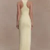 Alessandra slinky maxi-jurk met ruches – Citroengeel Alessandra slinky maxi-jurk met ruches – Citroengeel
