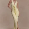 Alessandra slinky maxi-jurk met ruches – Citroengeel Alessandra slinky maxi-jurk met ruches – Citroengeel