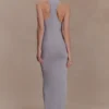 Alessandra slinky maxi-jurk met ruches – grijs Alessandra slinky maxi-jurk met ruches – grijs