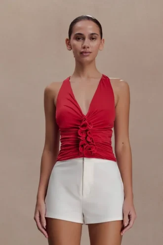 Alessandra slinky top met ruches – Ruby