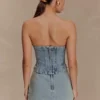 Alessia geborduurd Denim-corset – licht vintage Alessia geborduurd Denim-corset – licht vintage