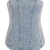 Alessia geborduurd Denim-corset – licht vintage Alessia geborduurd Denim-corset – licht vintage