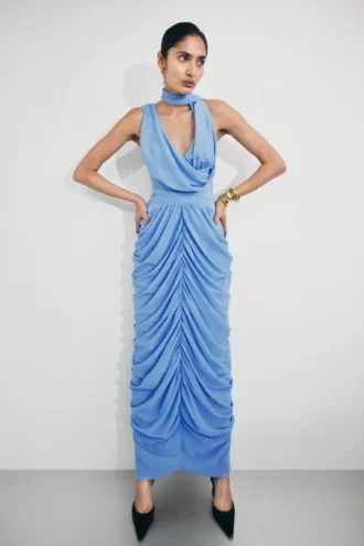 Alex Chiffon Maxi-jurk – Blauw