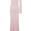 Alexius gebreide maxi-jurk met één schouder – oudroze Alexius gebreide maxi-jurk met één schouder – oudroze