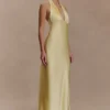 Alice satijnen halter maxi-jurk – Lemon Alice satijnen halter maxi-jurk – Lemon
