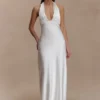 Alice satijnen halter maxi-jurk – Wit Alice satijnen halter maxi-jurk – Wit