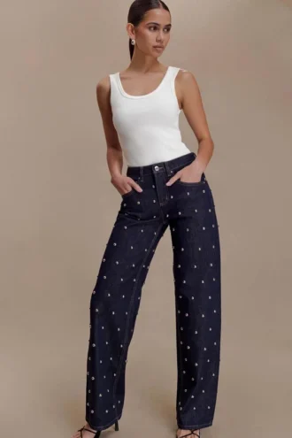 Alima mid-rise studdenim – gewassen indigoblauw