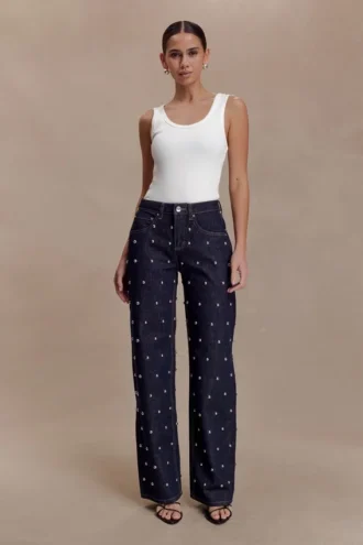 Alima mid-rise studdenim – gewassen indigoblauw