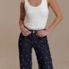Alima mid-rise studdenim – gewassen indigoblauw Alima mid-rise studdenim – gewassen indigoblauw
