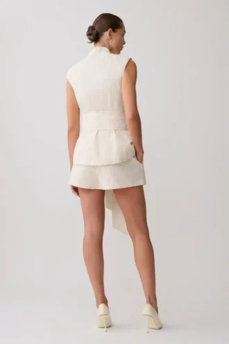 Alina mouwloze top met strik in de taille – Streep